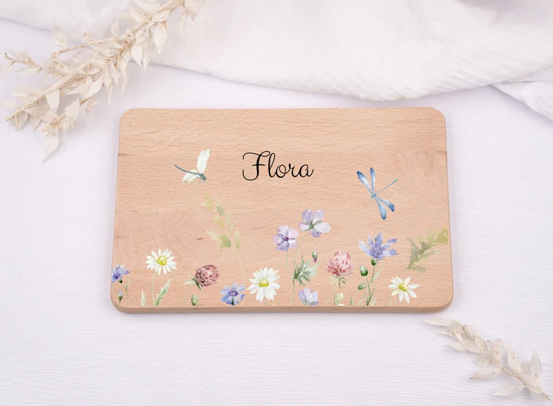 Personalisiertes Frühstücksbrett Floral