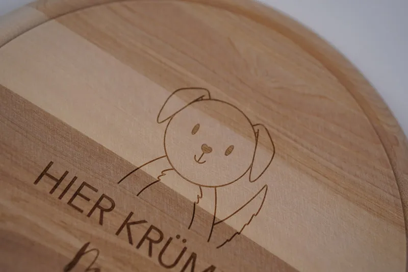 Brotzeitbrett rund personalisiert ,,Gravur Hund''