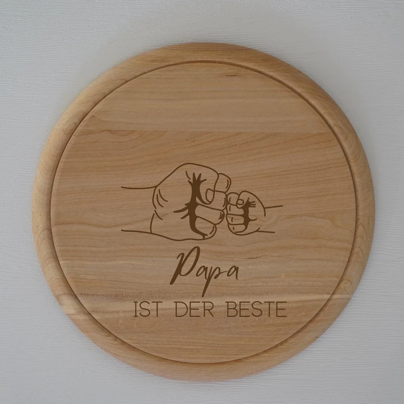 Brotzeitbrett rund personalisiert ,,Papa ist der Beste''