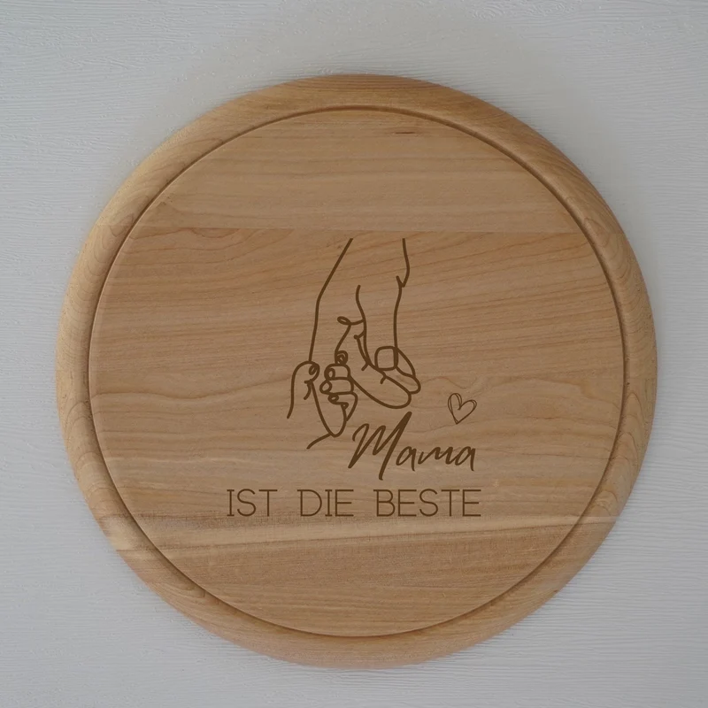 Brotzeitbrett rund personalisiert ,,Mama ist die Beste''