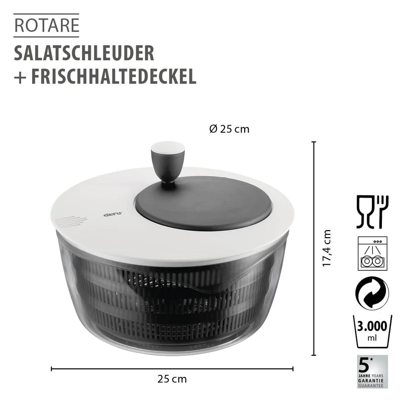 -GEFU- "ROTARE" Salatschleuder mit Frischhaltedeckel, Kunststoff