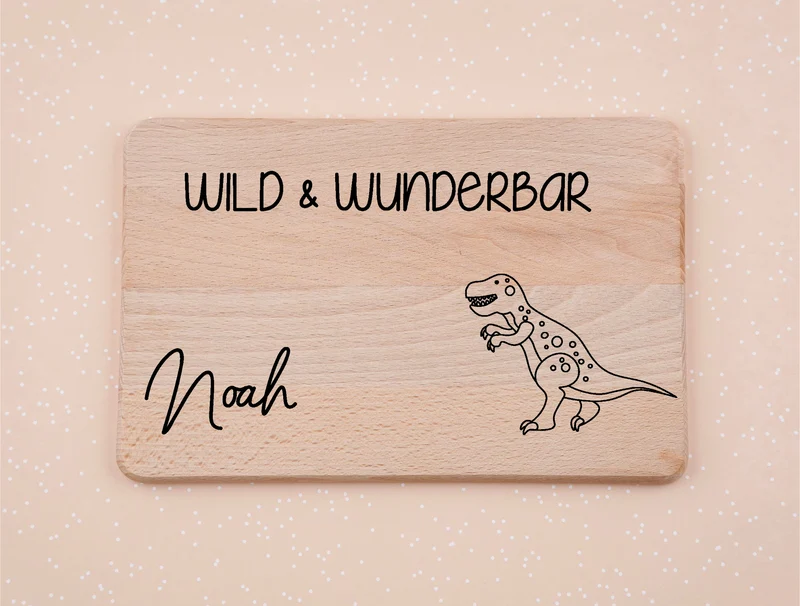 Frühstücksbrett personalisiert mit Name und Spruch I Dino