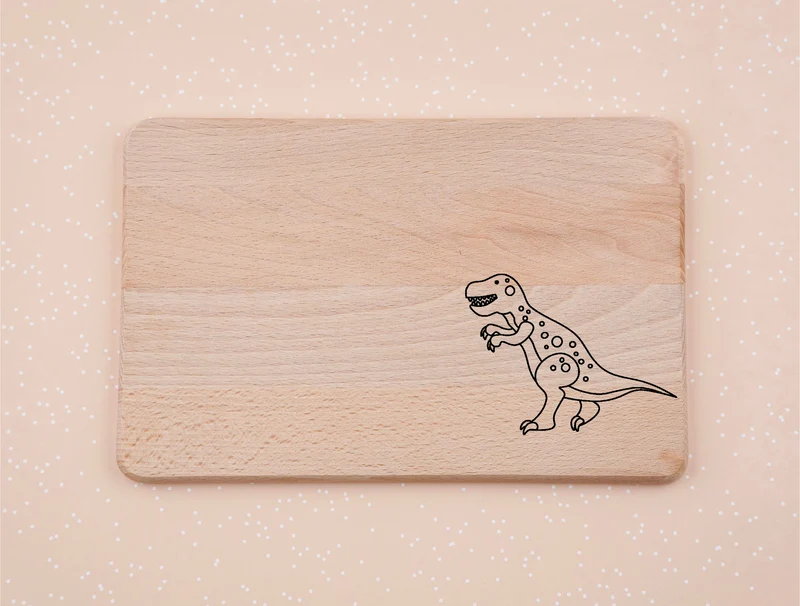 Frühstücksbrett personalisiert mit Name und Spruch I Dino