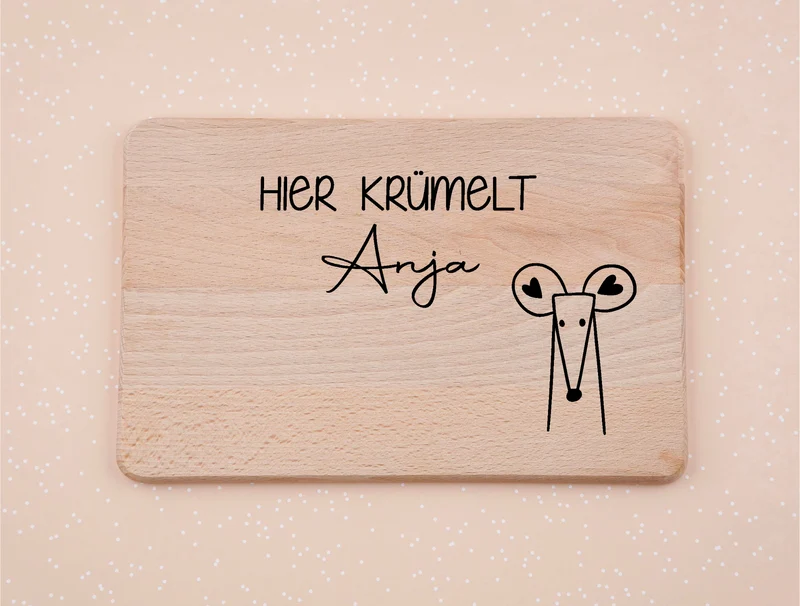 Frühstücksbrett personalisiert mit Name und Spruch I Maus