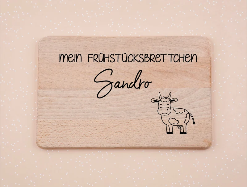 Frühstücksbrett personalisiert mit Name und Spruch I Kuh