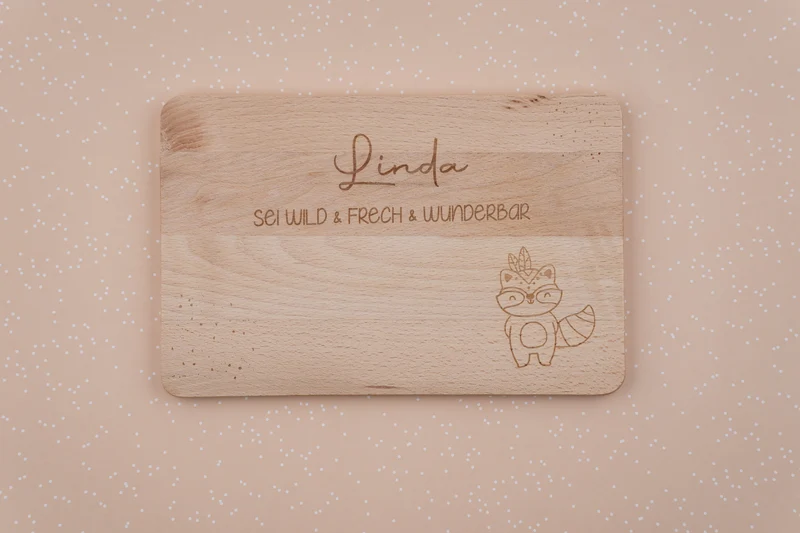 Frühstücksbrett personalisiert mit Name und Spruch I Reh