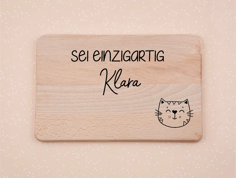 Frühstücksbrett personalisiert mit Name und Spruch I Kätzchen