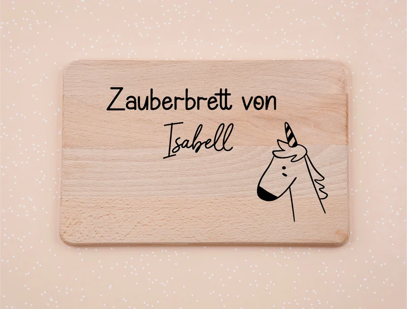 Frühstücksbrett personalisiert mit Name und Spruch I Einhorn