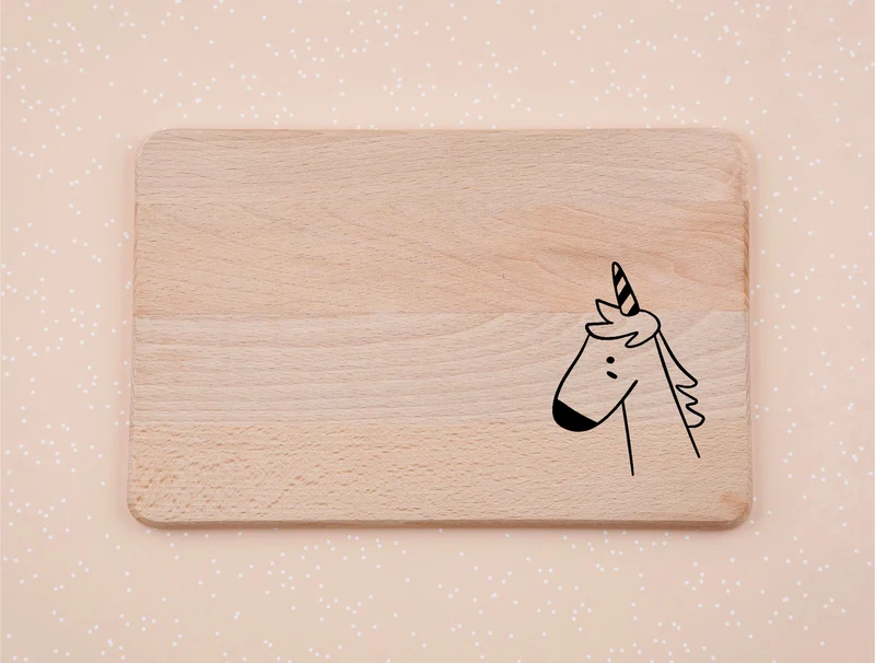 Frühstücksbrett personalisiert mit Name und Spruch I Einhorn
