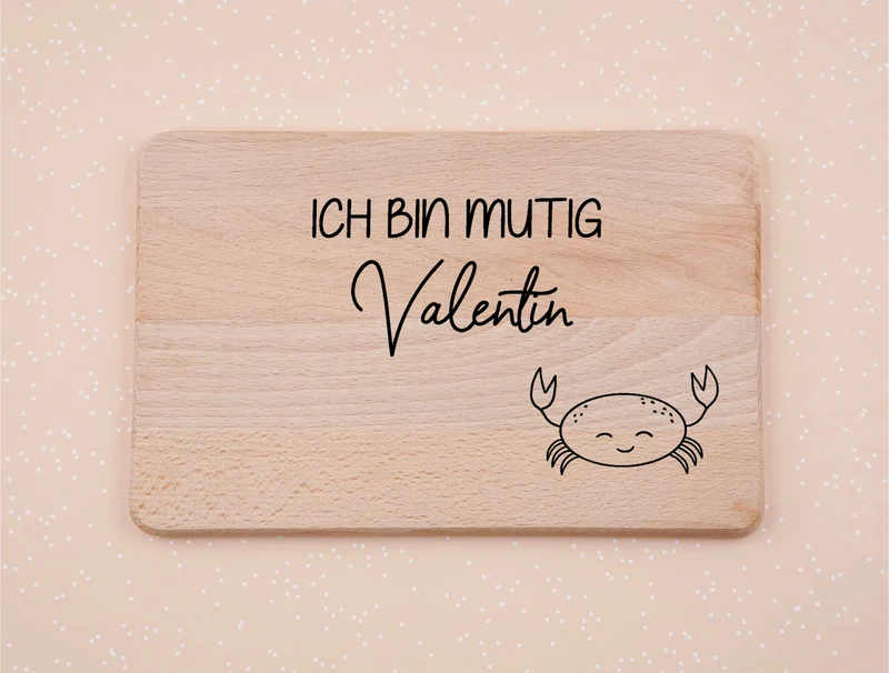 Frühstücksbrett personalisiert mit Name und Spruch I Krebs