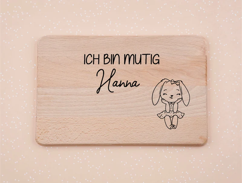 Frühstücksbrett personalisiert mit Name und Spruch I Hase