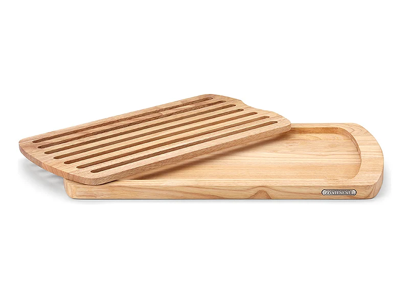 -Continenta- Brotschneidebrett "Gummibaumholz" mit herausnehmbaren Einsatz 45x26x2cm