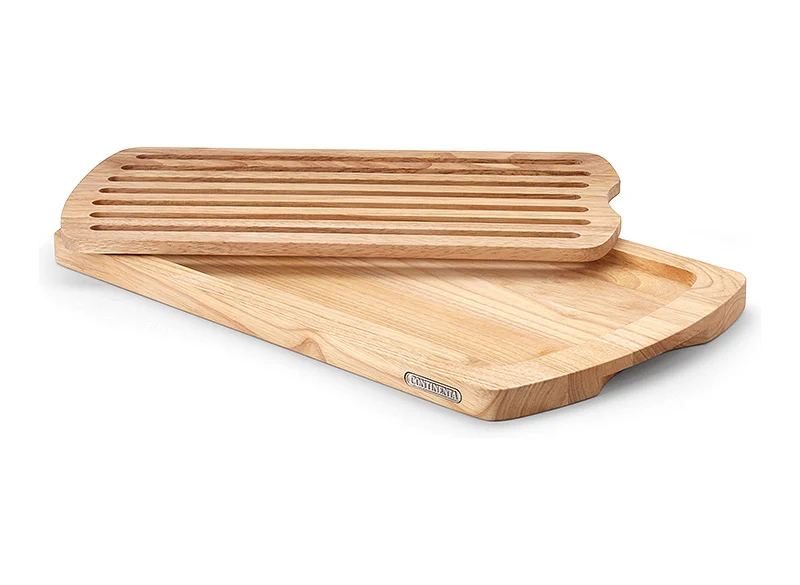 -Continenta- Brotschneidebrett "Gummibaumholz" mit herausnehmbaren Einsatz 45x26x2cm
