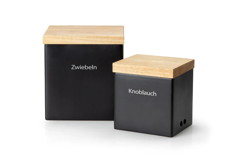 -Continenta- Vorratsdose mit Holzdeckel "Knoblauch" Keramik 14x12x15,5cm