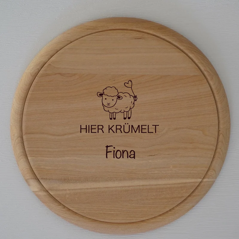 Brotzeitbrett rund personalisiert mit Schaf 25 cm