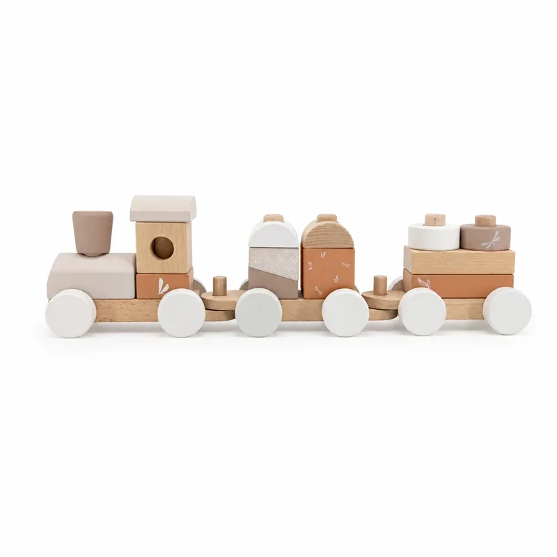 Personalisierter Holzzug zur Taufe mit Name & Taufdatum – Nougat