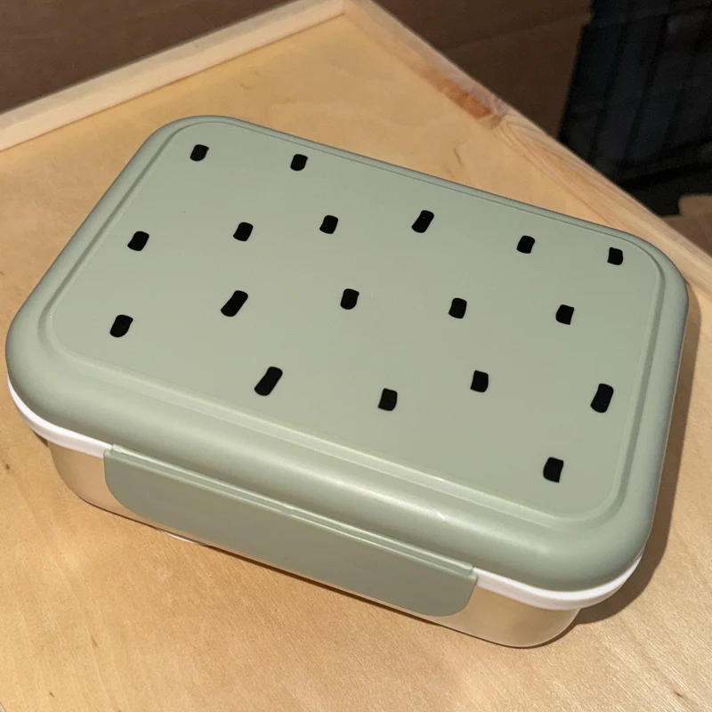 Lunchbox Edelstahl - Happy Printy, Olive -Lässig | B-Ware ein 2.Leben