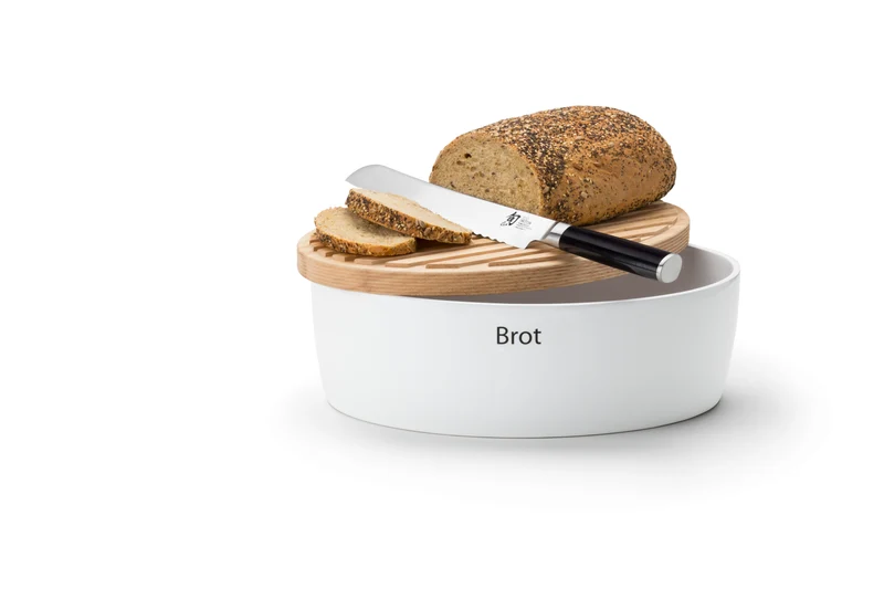 -Continenta- Brottopf oval Keramik mit Holzdeckel, 36x23x13,5cm