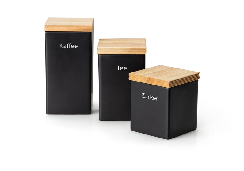 -Continenta- Vorratsdose mit Holzdeckel und Silikonring "Kaffee", 1200ml 10x10x20,5cm