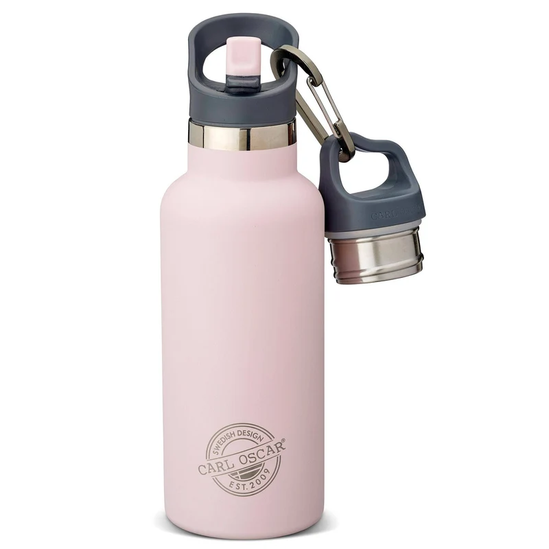 Carl Oscar TEMPflask Pink 0,5 L – Isolierflasche mit 2 Deckeln