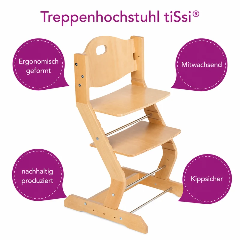 Mitwachsender Hochstuhl Natur aus Buche – tiSsi®