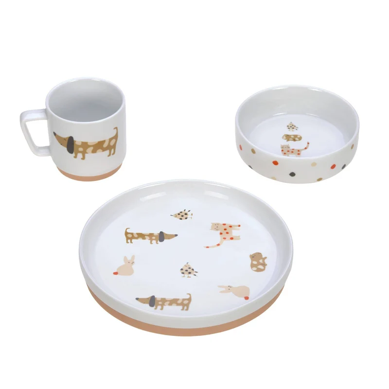 Kindergeschirr Set Porzellan - Little Mateys - Spicy orange | Lässig