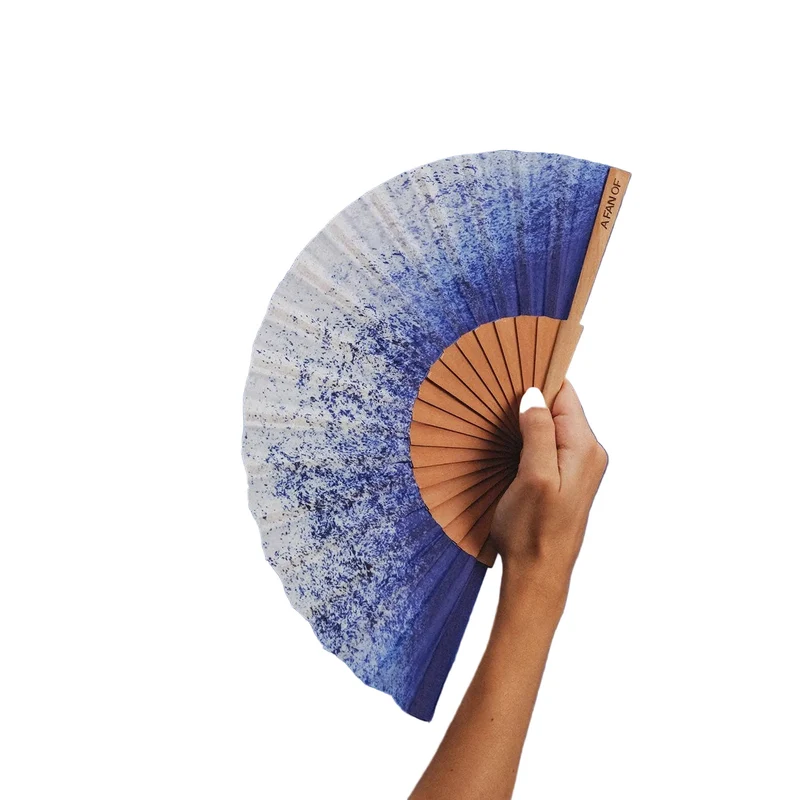 kleiner Fächer Blau und Weiß 19cm - Blue Splash