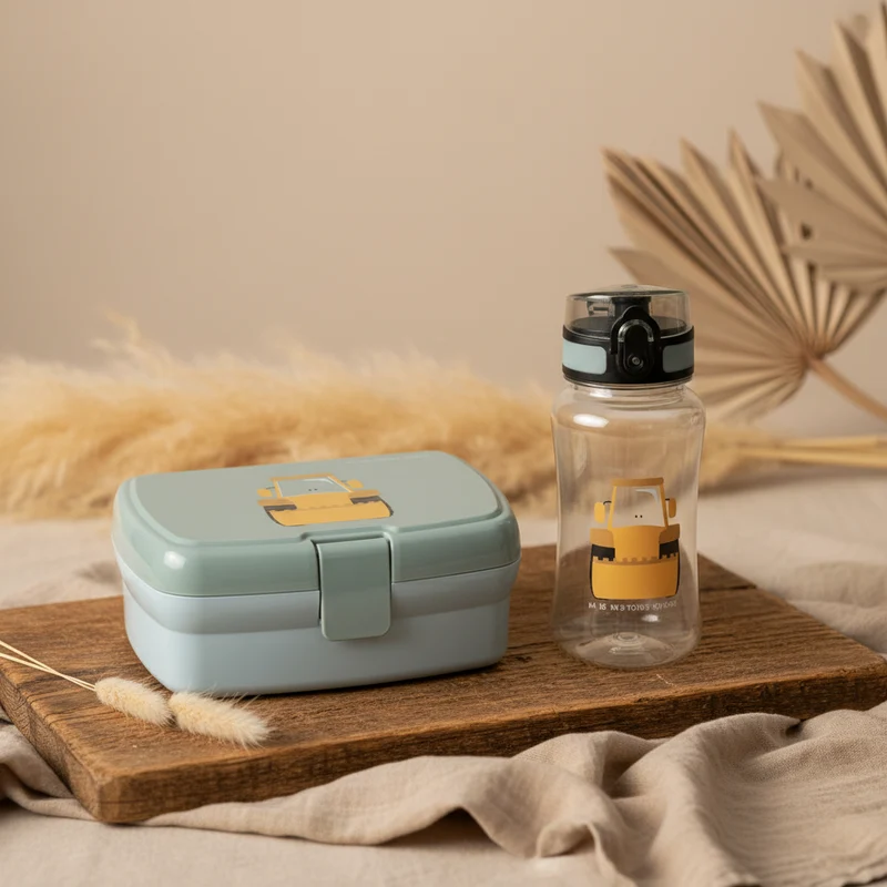 Lässig Pausen-Set Tiny Drivers Bagger | Brotdose & 460-ml-Flasche