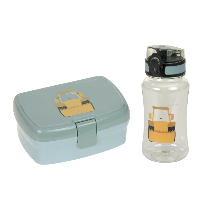 Lässig Pausen-Set Tiny Drivers Bagger | Brotdose & 460-ml-Flasche