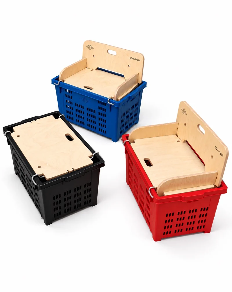SEAT+TABLE | Birch Chair & Table Set for Crates