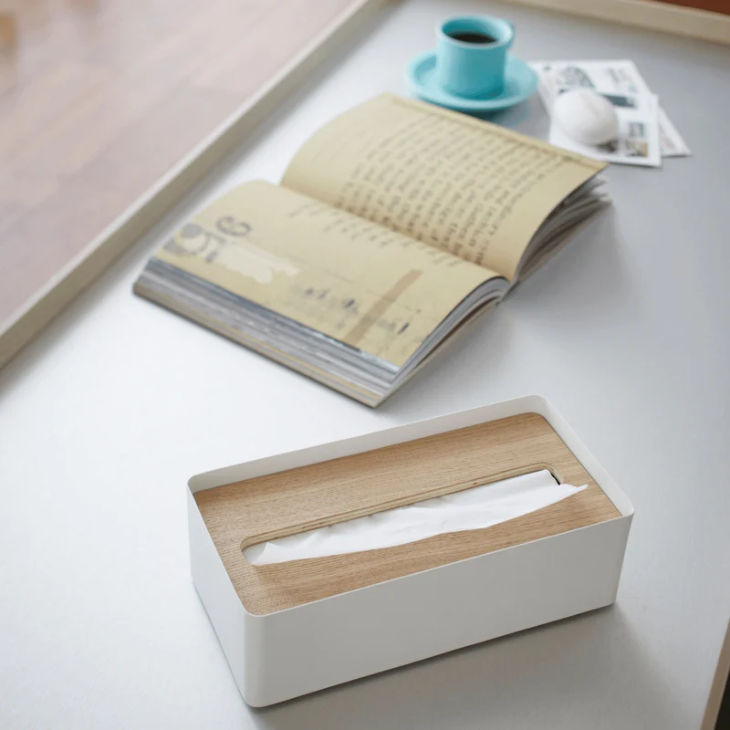 RIN Taschentuchbox aus Metall und Holz - Weiß