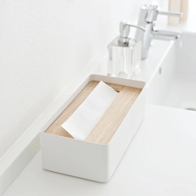 RIN Taschentuchbox aus Metall und Holz - Weiß