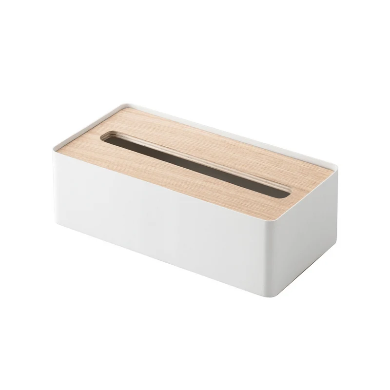 RIN Taschentuchbox aus Metall und Holz - Weiß