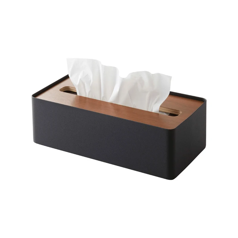 RIN Kosmetiktuchbox aus Metall und Holz - Schwarz