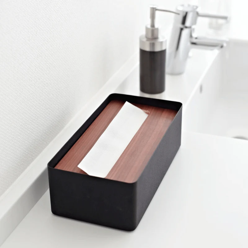 RIN Kosmetiktuchbox aus Metall und Holz - Schwarz