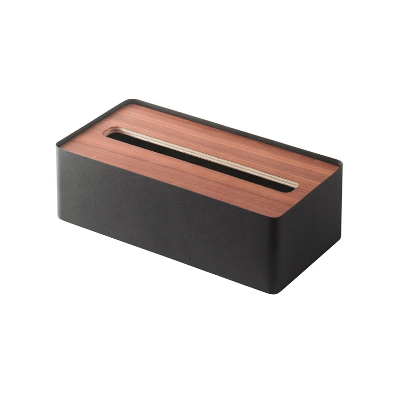 RIN Kosmetiktuchbox aus Metall und Holz - Schwarz