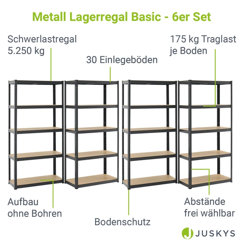 Lagerregal Basic 2er bis 8er Set 180 x 90 x 40 cm