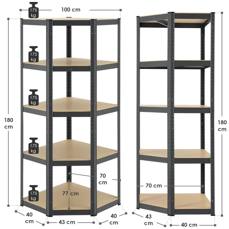 Eckregal Corner Basic 180 x 70 x 40 cm