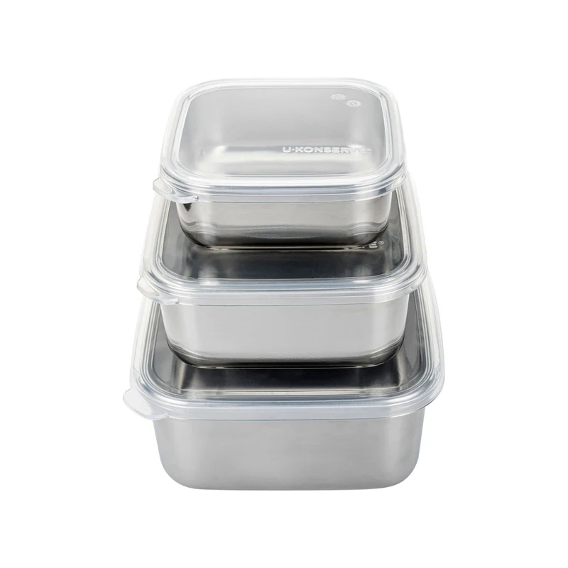 stapelbare Edelstahldosen Square Nesting Trio - 3er Set