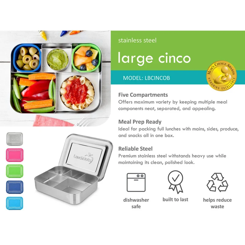 hellblaue Lunchbox mit 5 Abteilen Large Cinco - Aqua