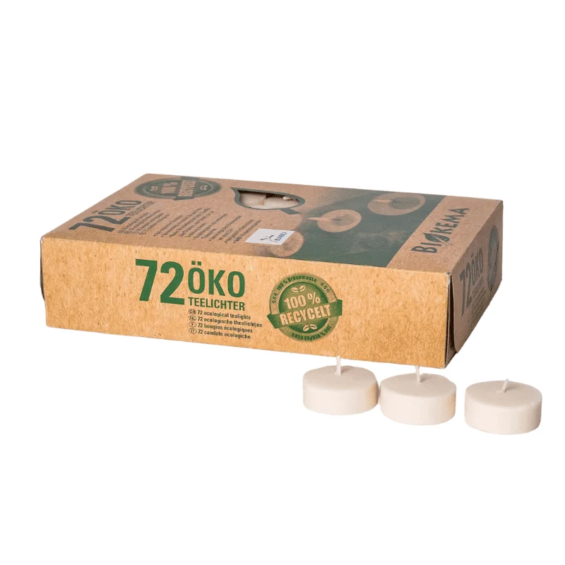 nachhaltige Teelichter ohne Metallverpackung - 72 Stück