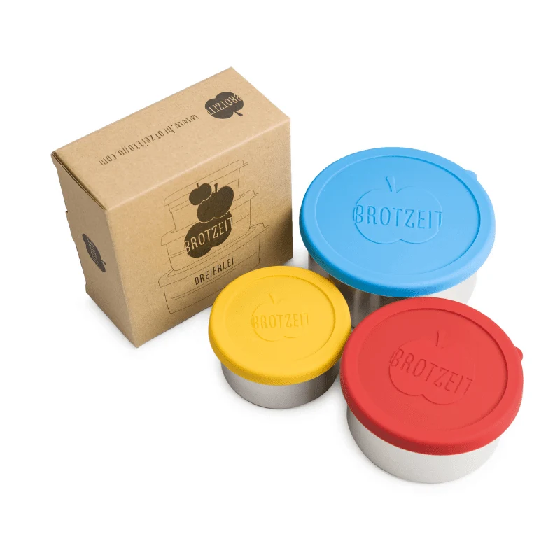 Snackboxen aus Edelstahl Dreierlei - 3er Set