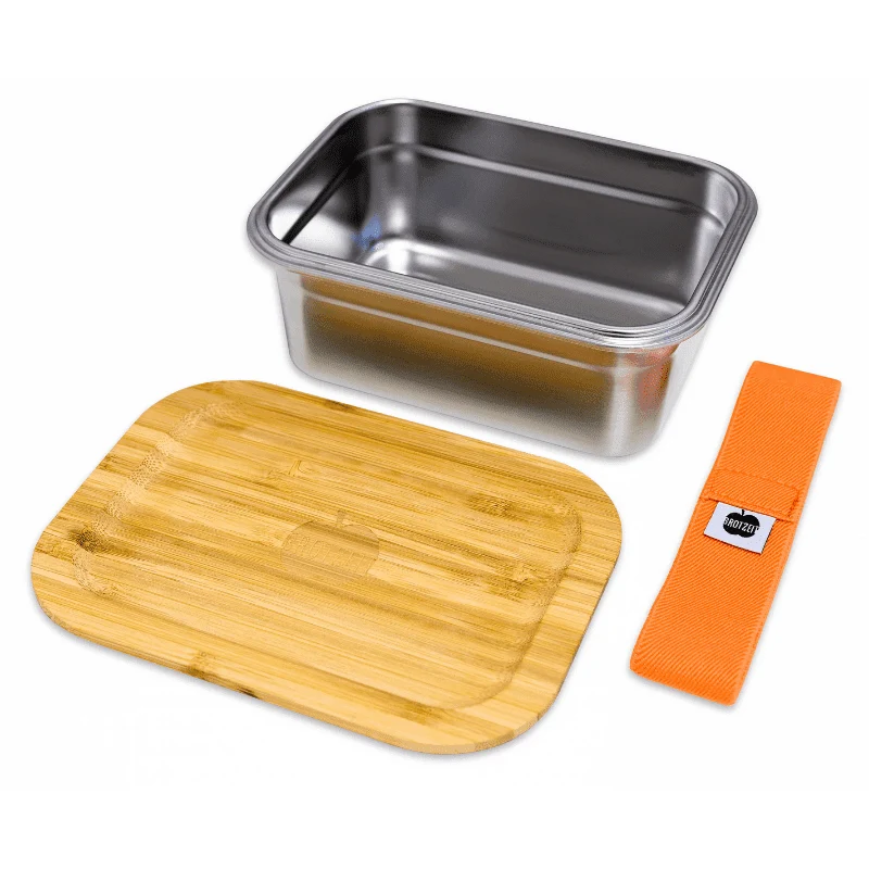 Lunchbox aus Edelstahl mit Bambusdeckel - Woody