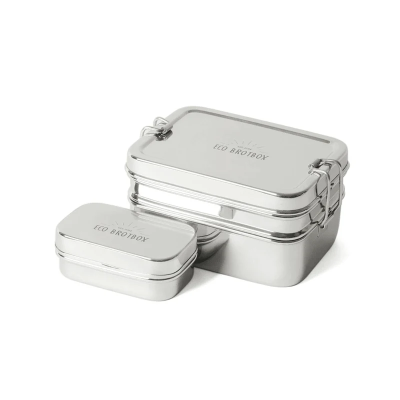 Dose aus Metall mit zwei Lagen und Snackbox - Dabba Magic