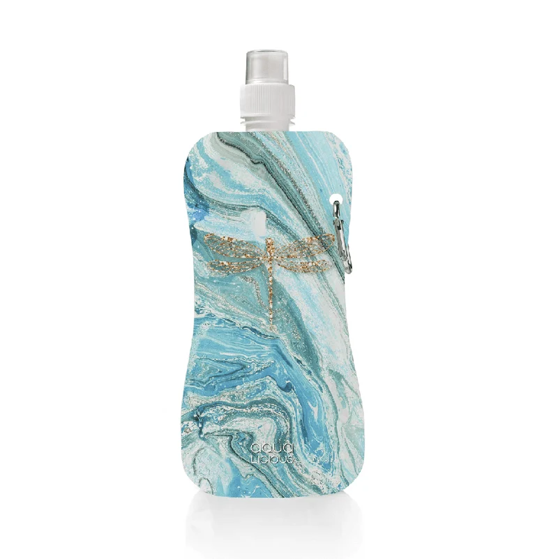 platzsparende Trinkflasche - Marble Dragonfly