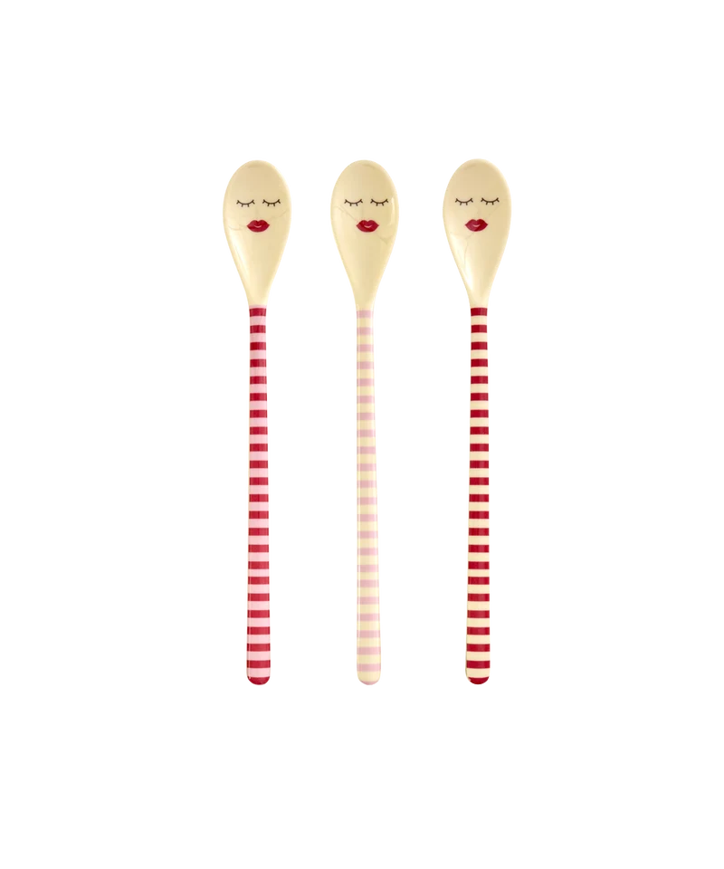 RICE Melamin Lattelöffel – Pink & Rot gestreift verschiedene Farben
