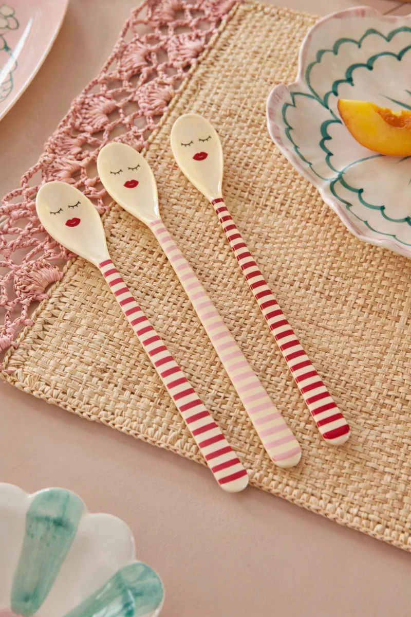 RICE Melamin Lattelöffel – Pink & Rot gestreift verschiedene Farben