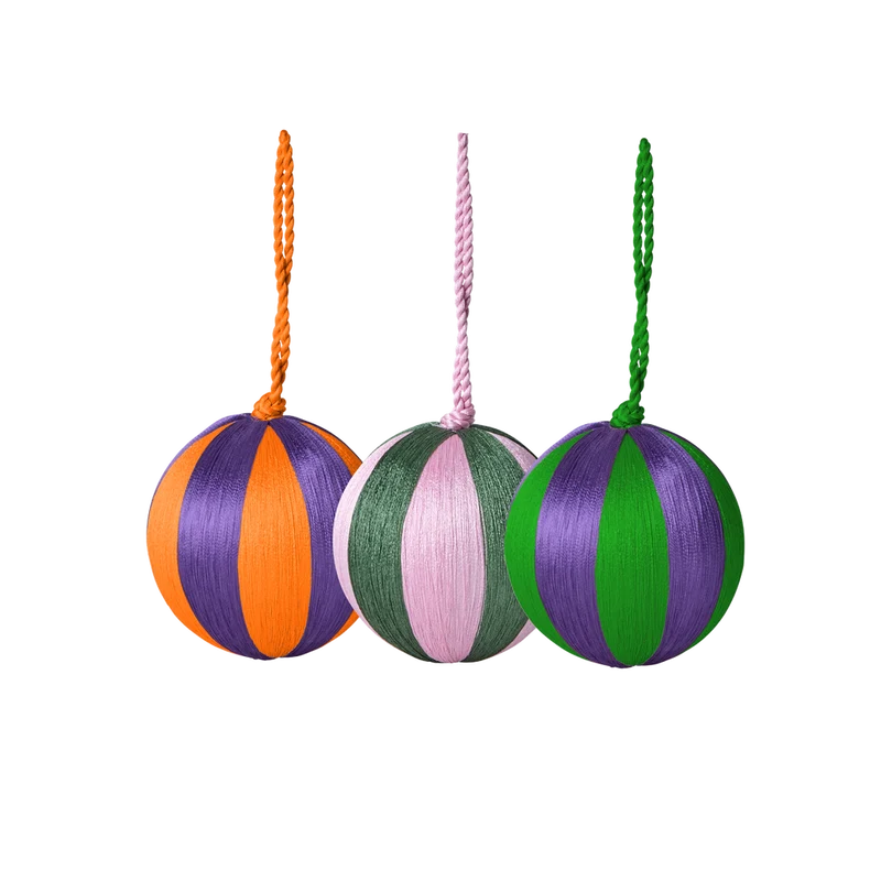 RICE Weihnachtskugeln gestreift | 3er-Set bunt