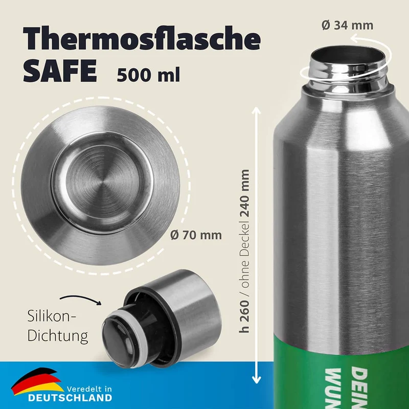Thermosflasche SAFE 500 ml mit Gravur – personalisiert