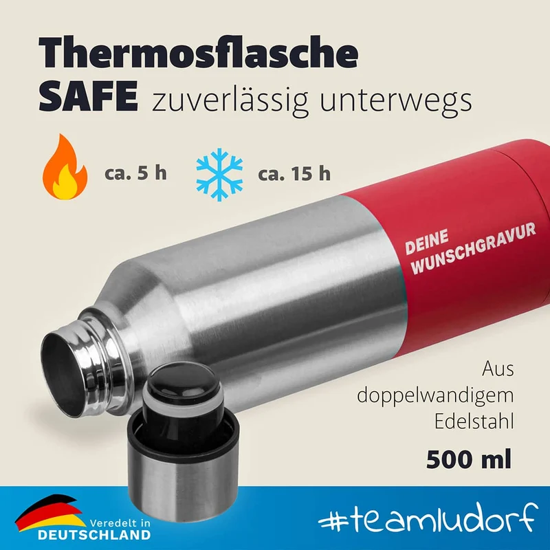 Thermosflasche SAFE 500 ml mit Gravur – personalisiert